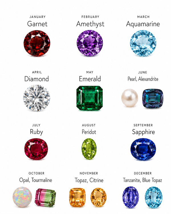 birthstone chart by month