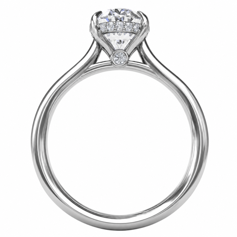 How to Personalise Your Engagement Ring Band: 5 Meaningful Ideas round brilliant diamond engagement ring hidden halo bezel gallery 2.webp